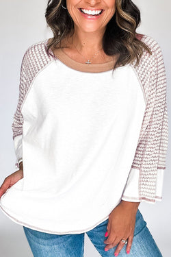 Striped Round Neck Raglan Sleeve Top