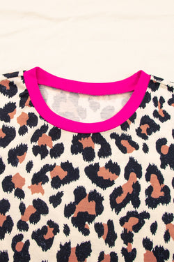 Leopard Round Neck Short Sleeve T-Shirt