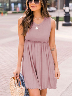 Frill Round Neck Sleeveless Dress