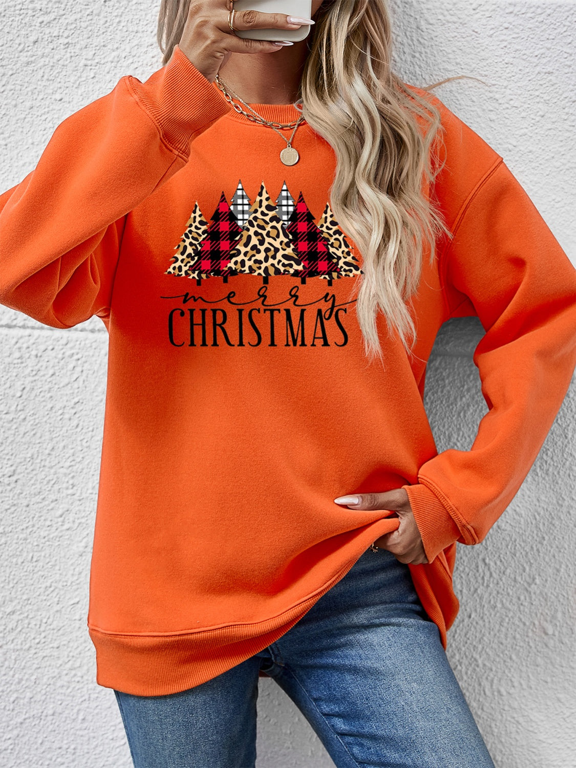 MERRY CHRISTMAS Round Neck Long Sleeve Sweatshirt