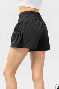 Elastic Waist Pocketed Active Shorts