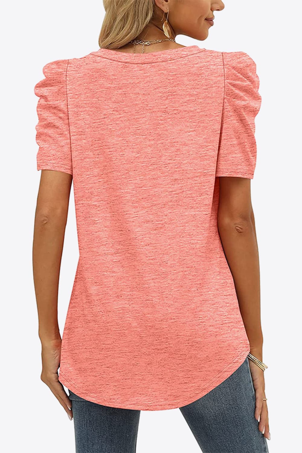 V-Neck Puff Sleeve Tee