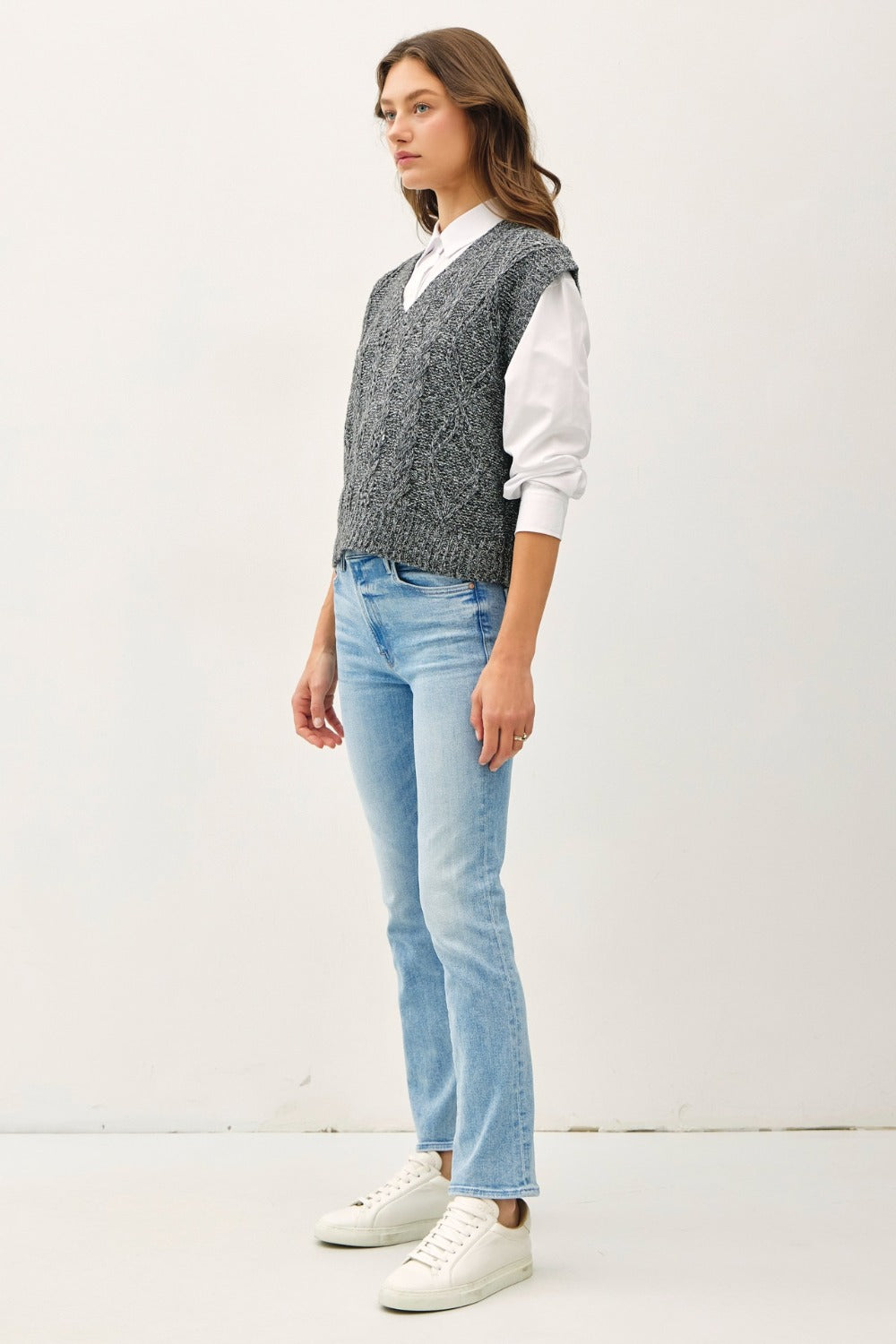 Be Cool Cable Knit V-Neck Sweater Vest