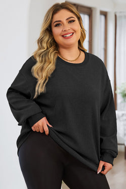 Plus Size Round Neck Dropped Shoulder Sweatshirt