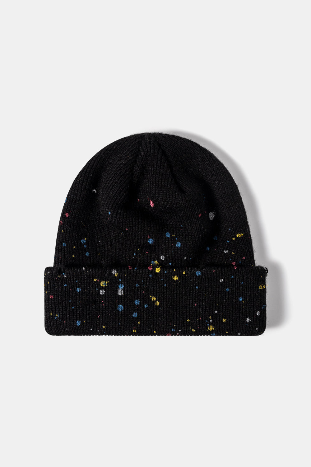 Gorro de punto acanalado con puños de confeti