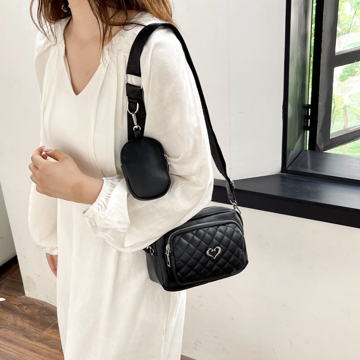 PU Leather Adjustable Strap Crossbody Bag