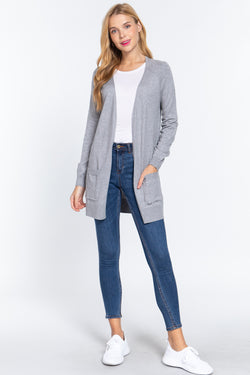 ACTIVE BASIC Open Front Long Sleeve Cardigan