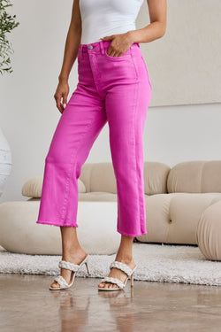 Pantalones vaqueros de talle alto con dobladillo sin rematar y control de abdomen de RFM Crop Chloe