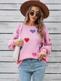 Angel Wings Heart Round Neck Long Sleeve Sweater