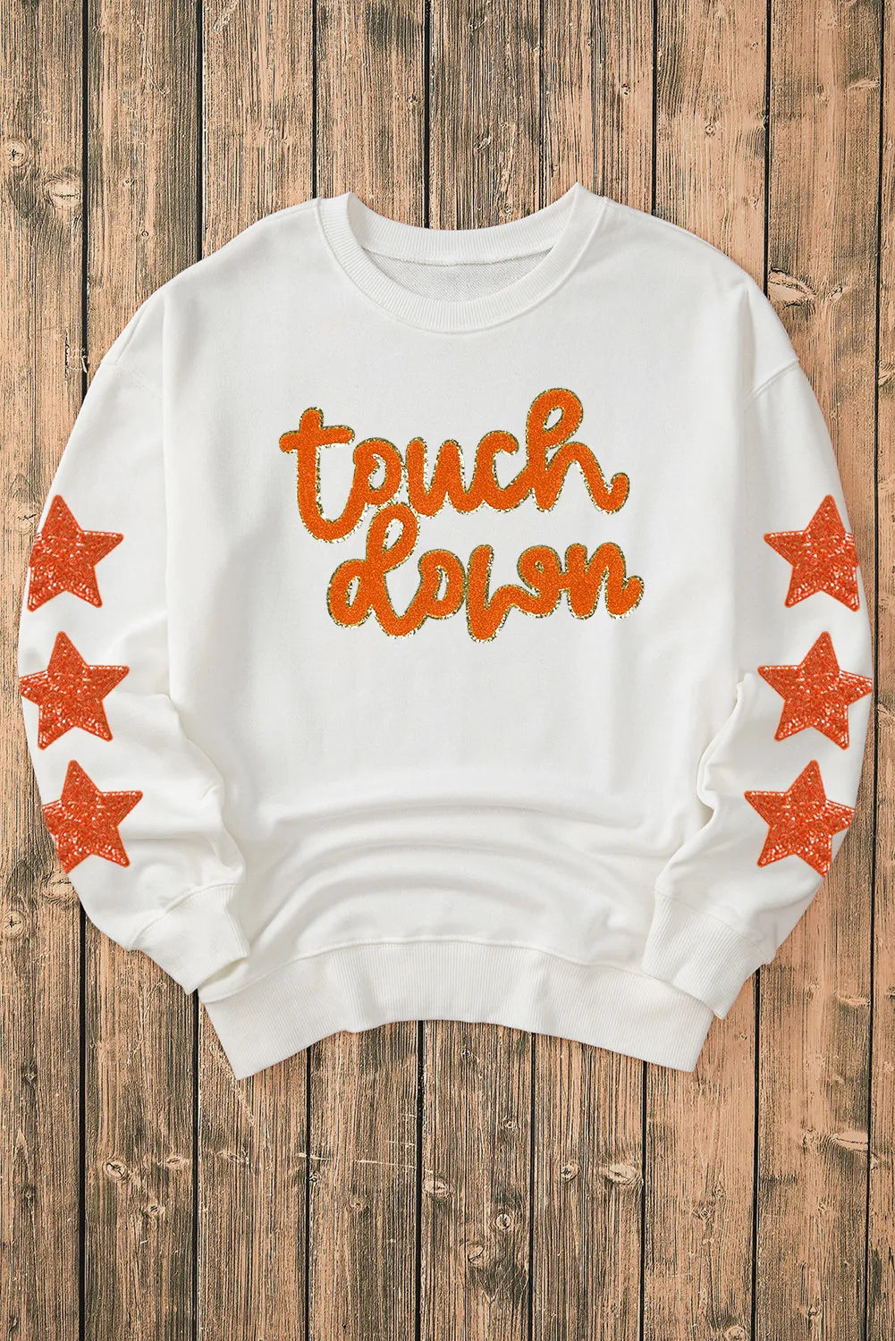 Sudadera de manga larga con cuello redondo y letras y estrellas