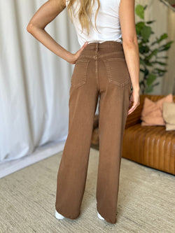 Pantalones vaqueros de pierna ancha teñidos con talle alto y talla grande RFM