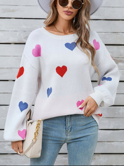 Angel Wings Heart Round Neck Long Sleeve Sweater