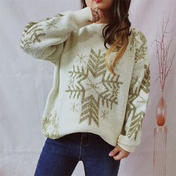 Snowflake Pattern Long Sleeve Sweater