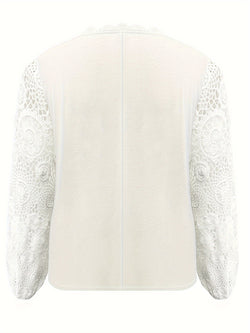 Plus Size Lace Detail V-Neck Long Sleeve T-Shirt