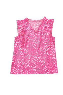 Printed V-Neck Butterfly Sleeve Tank