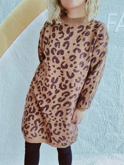 Leopard Round Neck Long Sleeve Sweater