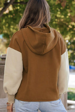 Contrast Half Zip Long Sleeve Hoodie