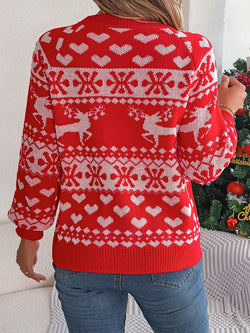 Christmas Element Round Neck Long Sleeve Sweater