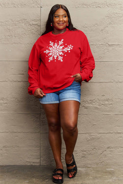 Simply Love Full Size Snowflake Graphic Sweatshirt