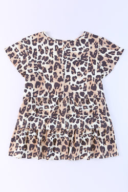 Blusa de cuello redondo con estampado de leopardo en talla grande