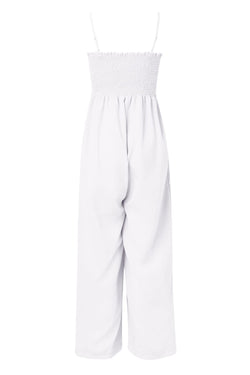 Smocked Spaghetti Strap Wide Leg Jumpsuit