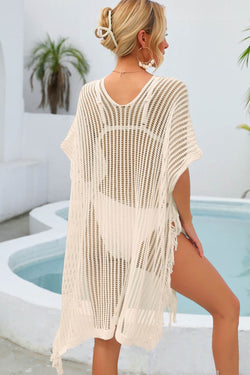 Angel Wings Fringe Trim Openwork Cover Up