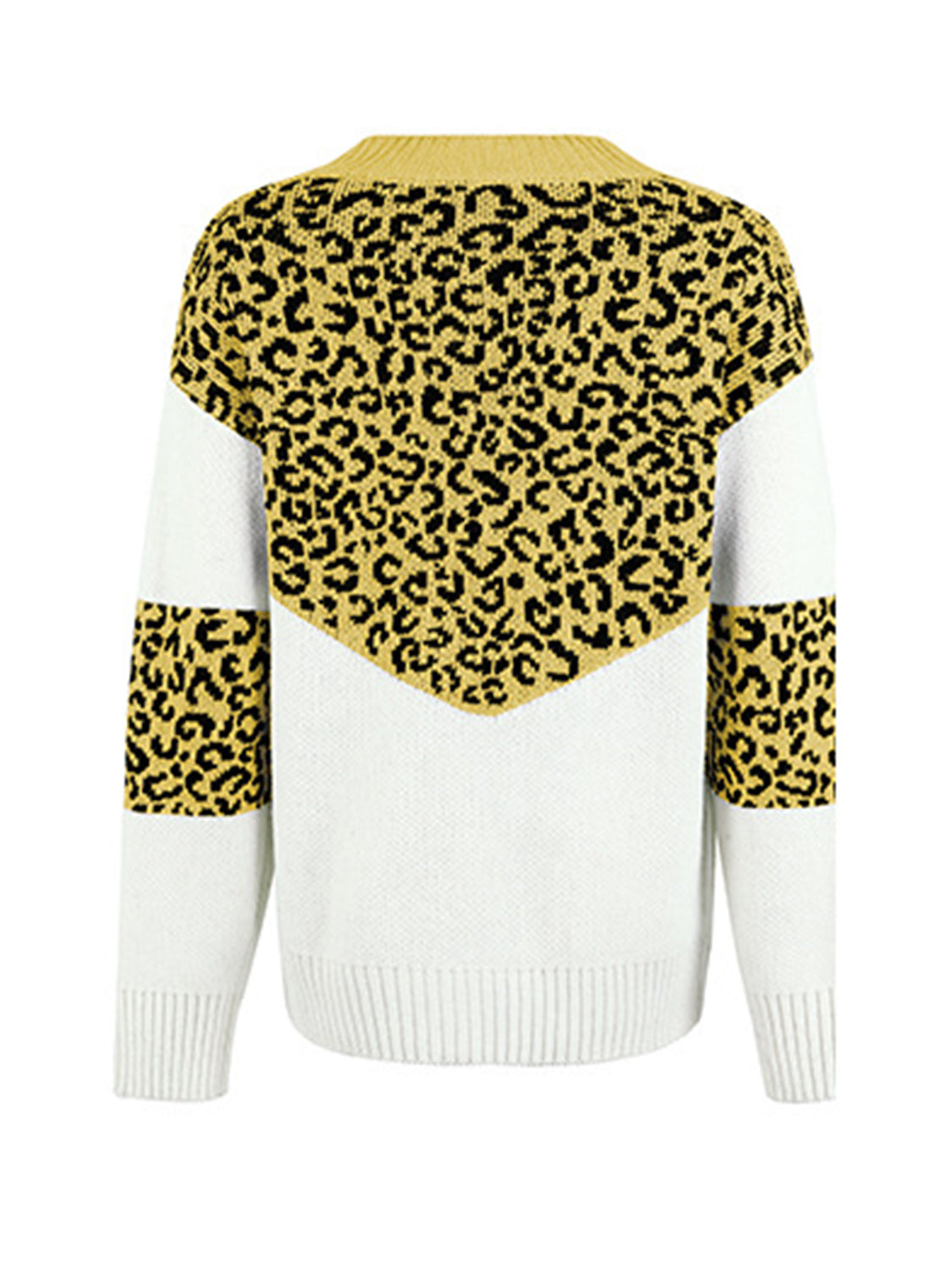 Leopard V-Neck Dropped Shoulder Sweater