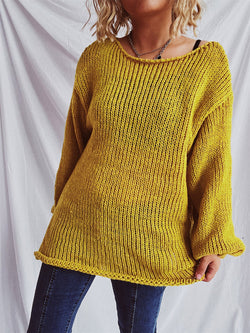 Boat Neck Dropped Shoulder Sweater