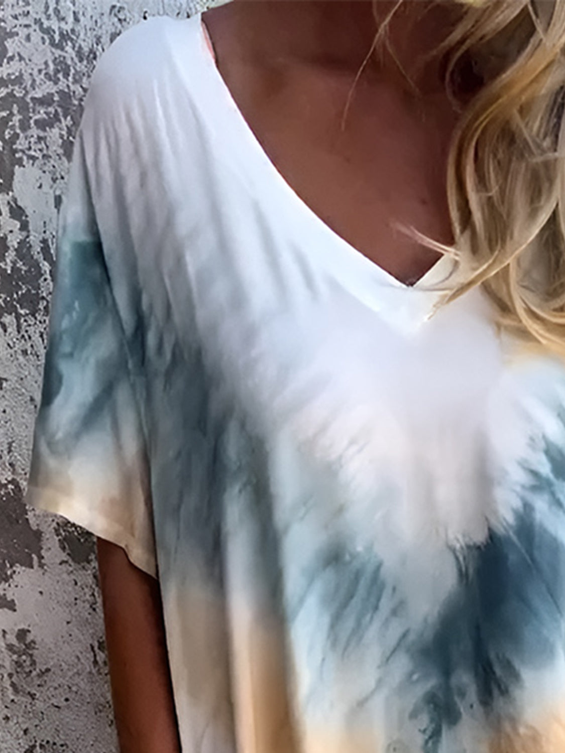 Vestido de manga corta con efecto tie-dye y bolsillos de tamaño completo