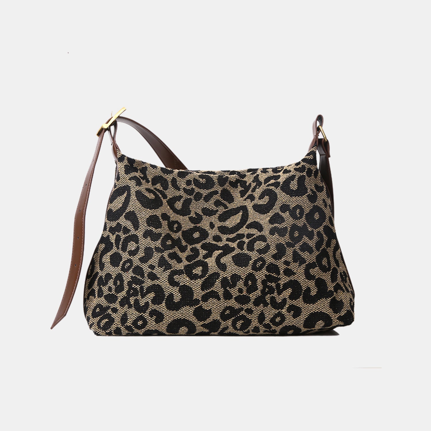 Bolso de hombro de piel sintética con estampado de leopardo