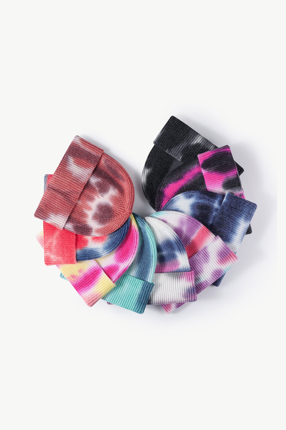 Gorro de punto con puños y efecto tie-dye