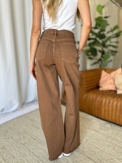 Pantalones vaqueros de pierna ancha teñidos con talle alto y talla grande RFM