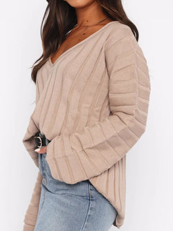 V-Neck Dropped Shoulder Sweater