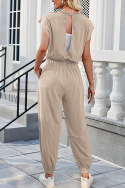 Lovelet Round Neck Cap Sleeve Jumpsuit