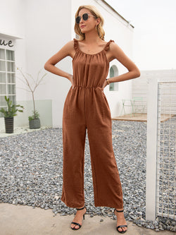 Ivy Lane Round Neck Sleeveless Jumpsuit with Pockets