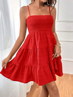 Tiered Smocked Square Neck Cami Dress